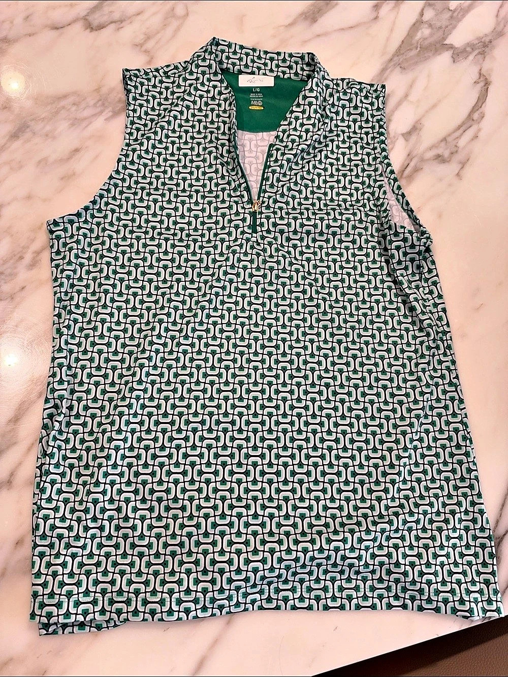 Greg Norman Geometric Golf Tank in Green & White